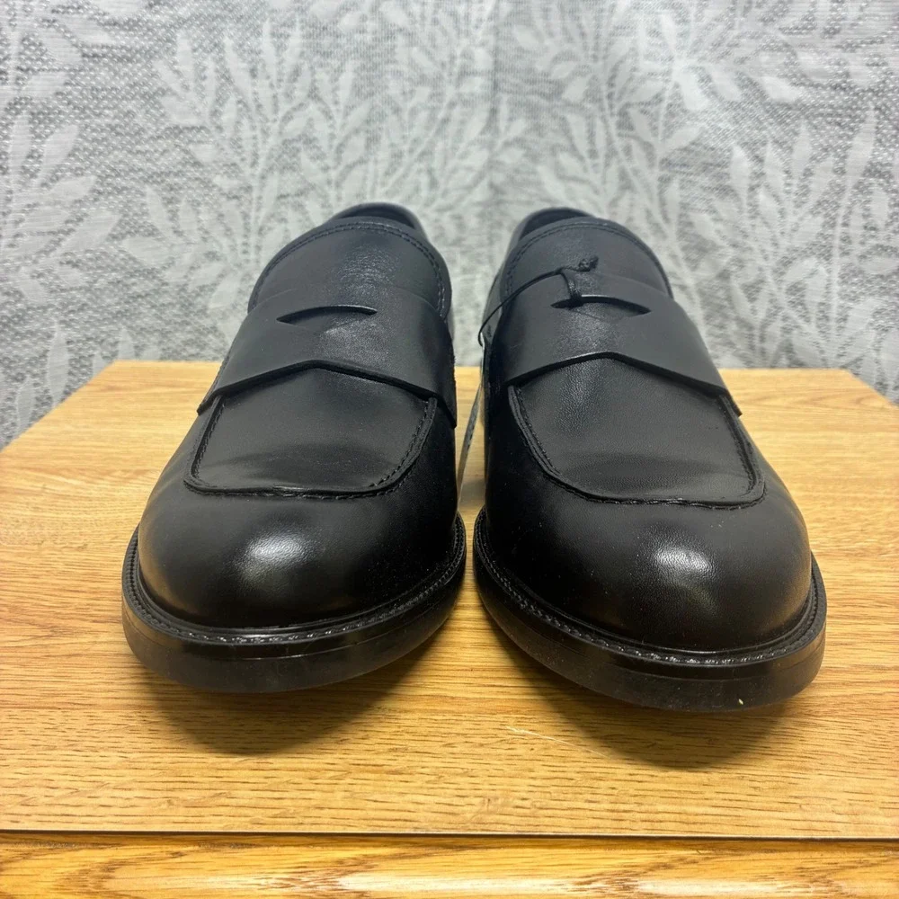 NIB Parrotto Mens Black Genuine Leather Loafers 12 Dress‎ Shoes Made in Italy